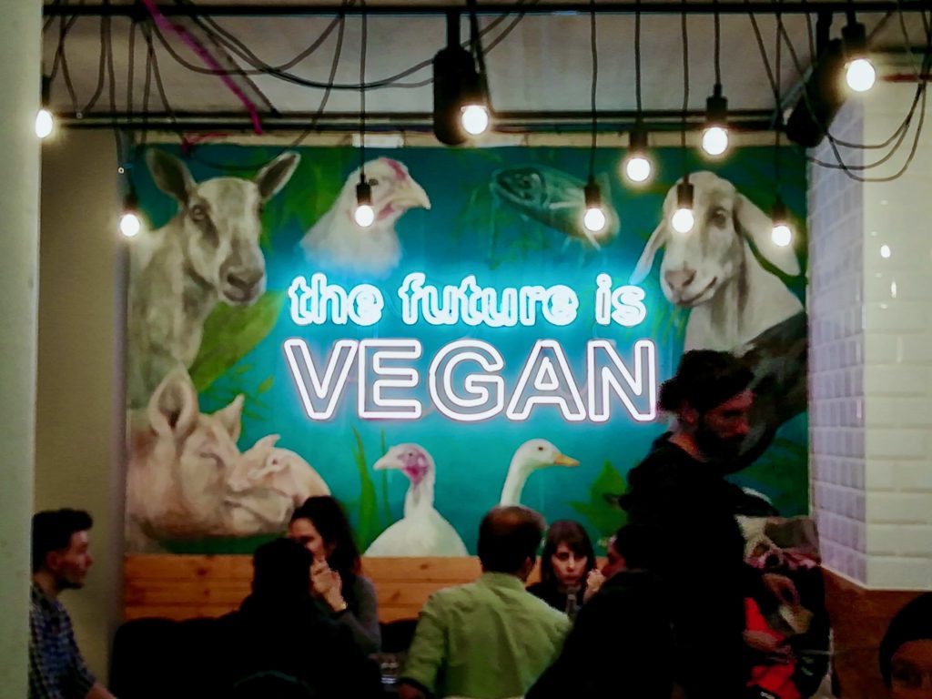 The Future is Vegan mural at Unity Diner, London