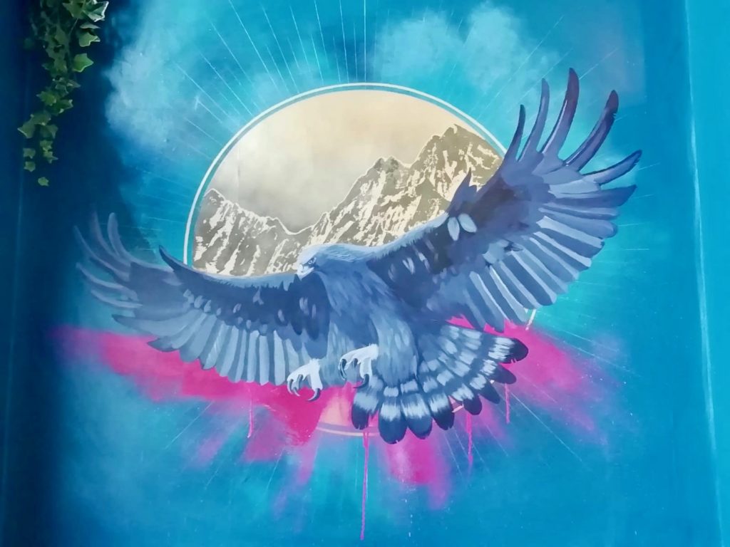 Eagle mural at the Spread Eagle vegan pub, Homerton